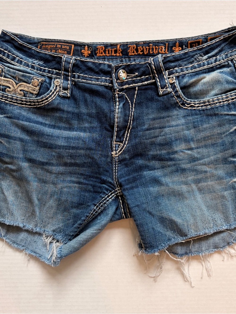 Rock Revival Women's Blue Distressed Denim Cutoff Shorts